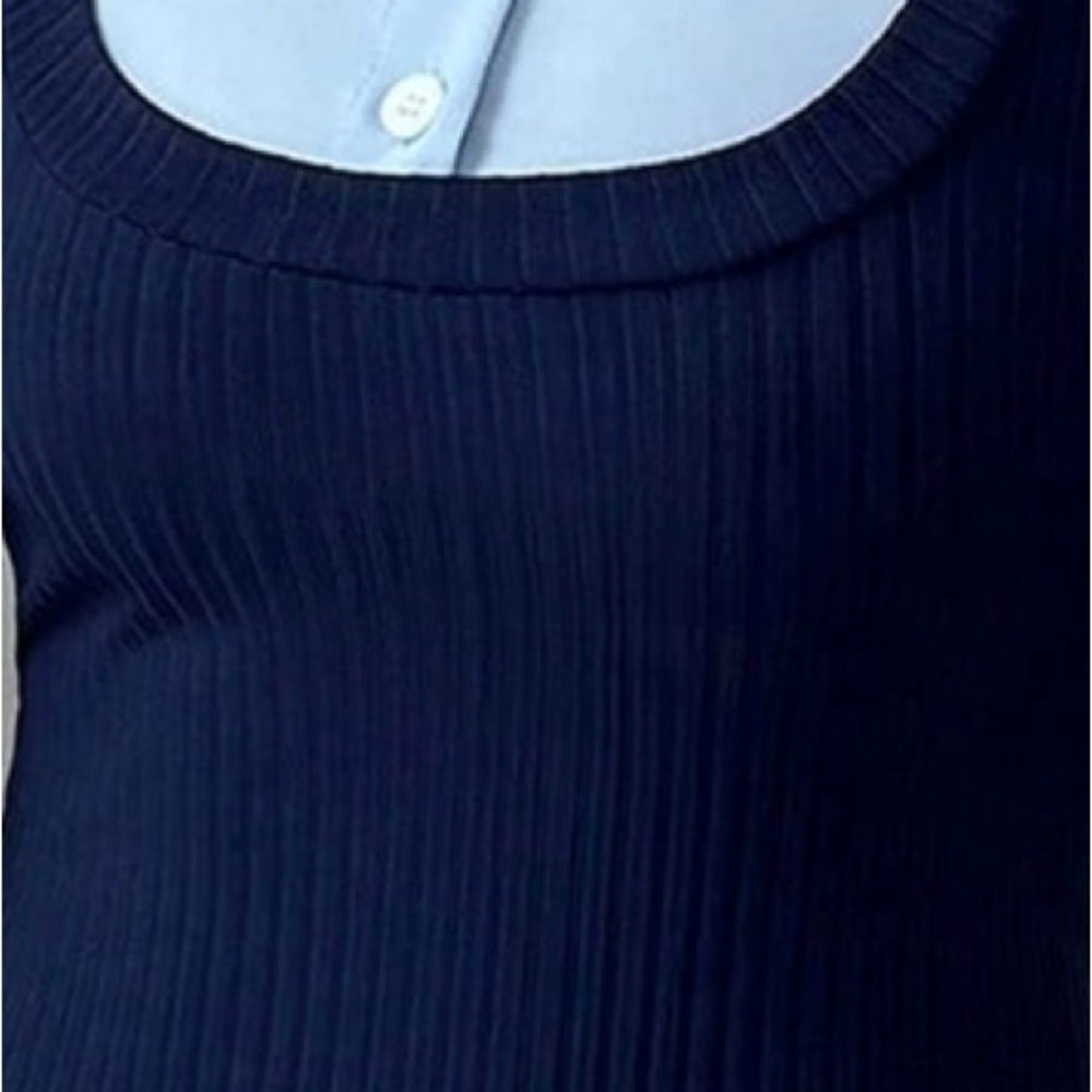 Sleeveless Rib-Knit Navy Women's Tank Top